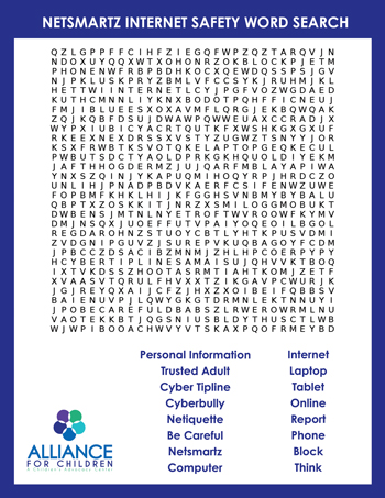 internet safety word search